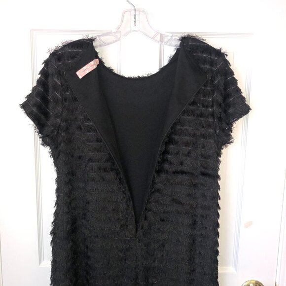 Traffic People Black Eyelash Fringe Shift Dress Short Sleeve Women's Size XL - Picture 6 of 10